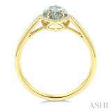 16X7 MM Marquise Shape Green Amethyst and 1/6 Ctw Round Cut Diamond Semi-Precious Ring in 10K Yellow Gold