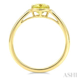 16X6 MM Oval Shape Lemon Quartz and 1/50 Ctw Round Cut Diamond Semi-Precious Ring in 10K Yellow Gold