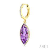 16X7 MM Evoque Gemstones Marquise Shape Amethyst and 3/8 Ctw Round Cut Diamond Semi-Precious Earrings in 14K Yellow Gold