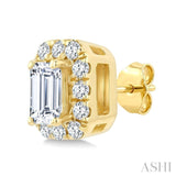 1/4 Ctw Octagon and Round Cut Diamond Fashion Halo Stud Earrings in 14K Yellow Gold