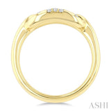 1/5 Ctw Flush Set Paperclip Link Round Cut Diamond Mosaic Ring in 10K Yellow Gold