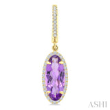 12X5 MM Evoque Gemstones Oval Shape Amethyst and 1/3 Ctw Round Cut Diamond Semi-Precious Earrings in 10K Yellow Gold
