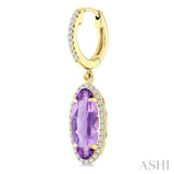12X5 MM Evoque Gemstones Oval Shape Amethyst and 1/3 Ctw Round Cut Diamond Semi-Precious Earrings in 10K Yellow Gold