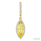 12X5 MM Evoque Gemstones Marquise Shape Lemon Quartz and 1/3 Ctw Round Cut Diamond Semi-Precious Earrings in 10K Yellow Gold