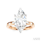 1/4 Ctw Marquise Shape Baguette and Round Cut Diamond Semi-Mount Engagement Ring in 14K Rose and White Gold