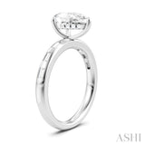 1/4 Ctw Pear Shape Baguette and Round Cut Diamond Semi-Mount Engagement Ring in 14K White Gold