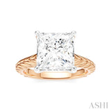 1/10 Ctw Princess Shape Round Cut Diamond Akari Wheat Shank Semi-Mount Engagement Ring in 14K Rose and White Gold