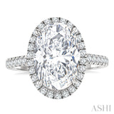 1/2 Ctw Oval Shape Round Cut Diamond Halo Semi-Mount Engagement Ring in 14K White Gold