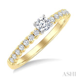 1/2 Ctw Endless Embrace Round Cut Diamond Ladies Engagement Ring with 1/4 Ct Round Cut Center Stone in 14K Yellow and White Gold