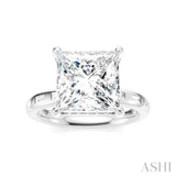 1/3 Ctw Princess Shape Baguette and Round Cut Diamond Semi-Mount Engagement Ring in 14K White Gold