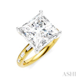 1/3 Ctw Princess Shape Baguette and Round Cut Diamond Semi-Mount Engagement Ring in 14K Yellow and White Gold