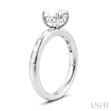 1/4 Ctw Oval Shape Baguette and Round Cut Diamond Semi-Mount Engagement Ring in 14K White Gold
