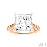 1/8 Ctw Princess Shape Round Cut Diamond Akari Wheat Shank Semi-Mount Engagement Ring in 14K Rose and White Gold