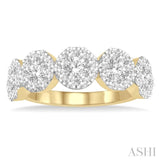 1 1/2 Ctw 5-Stone Lovebright Round Cut Diamond Band in 14K Yellow and White Gold
