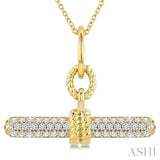 1/3 Ctw Round Cut Diamond T-Bar Fashion Necklace in 10K Yellow Gold