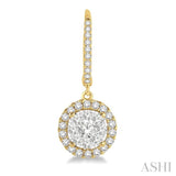3/4 Ctw Round Cut Diamond Lovebright Earrings in 14K Yellow and White Gold
