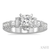 1 1/2 Ctw Diamond Engagement Ring with 3/4 Ct Princess Cut Center Stone in 14K White Gold