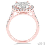 2 Ctw Oval Shape Diamond Lovebright Ring in 14K Rose and White Gold