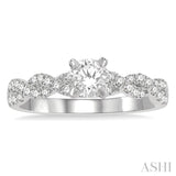 7/8 Ctw Twisted Shank Diamond Engagement Ring With 1/2 Ct Round Cut Center Stone in 14K White Gold