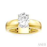 1/20 Ctw Oval Shape Round Cut Diamond Semi-Mount Engagement Ring in 14K Yellow and White Gold