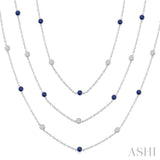 2.85 MM Round Shape Sapphire and 2 3/4 Ctw Round Cut Diamond Precious Necklace in 14K White Gold