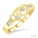 1/10 Ctw Twin Hearts Diamond Ring in 10K Yellow Gold
