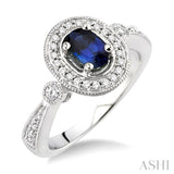 Oval Shape Gemstone & Diamond Ring