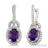 Oval Shape Gemstone & Diamond Earrings