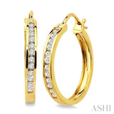 Channel Set Diamond Hoop Earrings