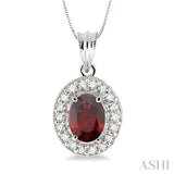 Oval Shape Gemstone & Diamond Pendant