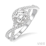 5/8 ctw Diamond Engagement Ring with 1/3 ct Round Cut Center Stone in 14K White Gold