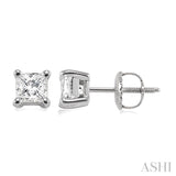 1 Ctw Princess Cut Diamond Stud Earrings in 14K White Gold