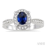 Oval Shape Gemstone & Diamond Ring