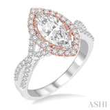 Marquise Shape Semi-Mount Diamond Engagement Ring