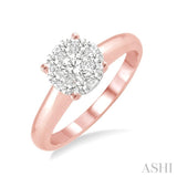 1/4 Ctw Lovebright Round Cut Diamond Ring in 14K Rose and White Gold