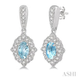 Oval Shape Gemstone & Diamond Earrings