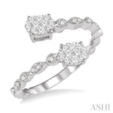 1/3 Ctw Oval Shape Open Center Lovebright 2Stone Diamond Ring in 14K White Gold