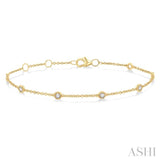 1/3 Ctw Rose Cut Diamond Link Chain Bracelet in 14K Yellow Gold