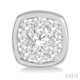 1/3 Ctw Cushion Shape Round Cut Diamond Lovebright Bezel Stud Earrings in 14K White Gold