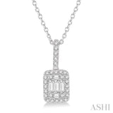 1/3 Ctw Baguette & Round Cut Fusion Diamond Pendant in 14K White Gold