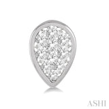 1/3 Ctw Pear Shape Lovebright Round Cut Diamond Bezel Stud Earring in 14K White Gold