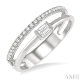 1/5 Ctw Double Row Baguette and Round Diamond Fashion Ring in 14K White Gold