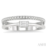 1/5 Ctw Double Row Baguette and Round Diamond Fashion Ring in 14K White Gold