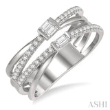 Criss Cross Baguette Diamond Fashion Ring