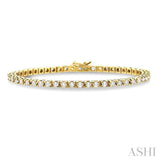 4 Ctw Square Shape Round Cut Diamond Tennis Bracelet in 14K Yellow Gold