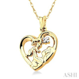 Heart Shape Mom & Child Diamond Fashion Pendant