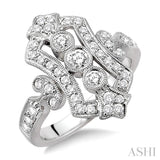 3/4 Ctw Round Cut Antique Diamond Fashion Ring in 14K White Gold