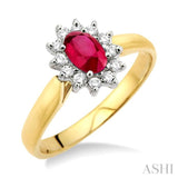 Oval Shape Gemstone & Diamond Ring