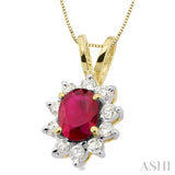 Oval Shape Gemstone & Diamond Pendant