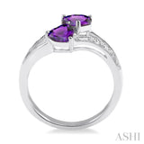 Twin Heart Shape Gemstone & Diamond Fashion Ring